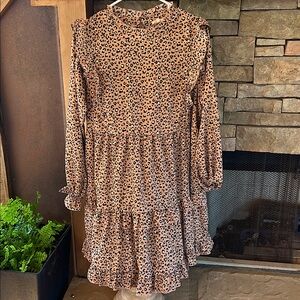 JODIFL Leopard Print Long Sleeve Dress